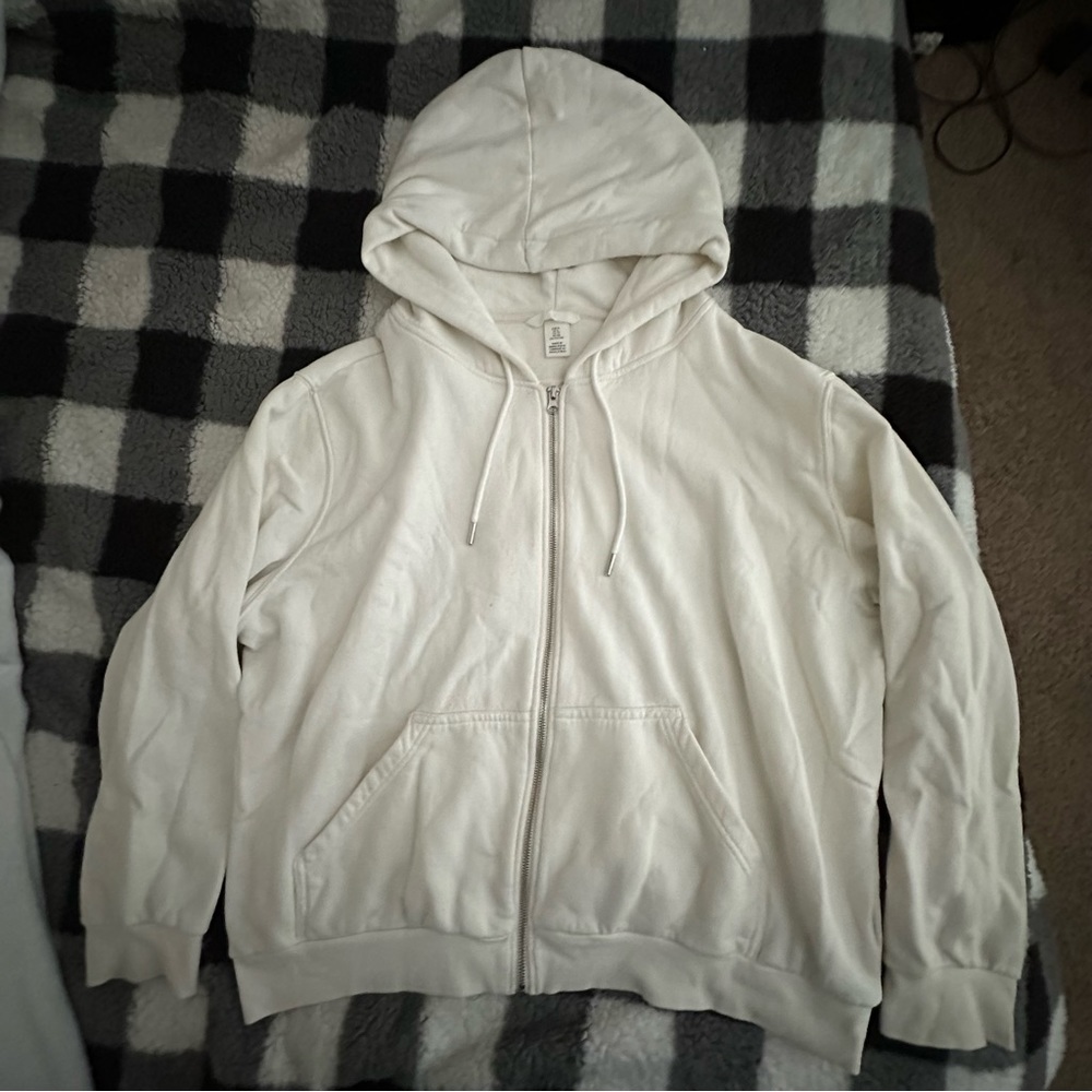Streetwear H&M Off - White Zip Hoodie